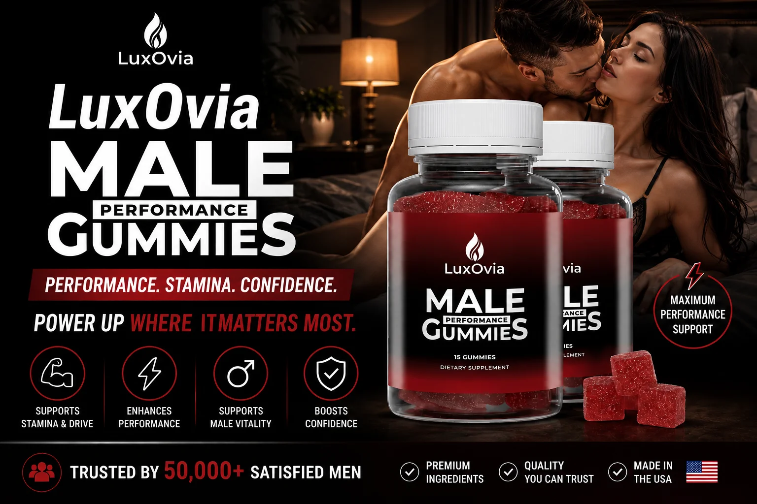LuxOvia Male Performance Gummies bottle